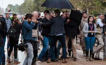 El presidente del Gobierno, Pedro Sánchez, durante su visita a una zona afectada por la DANA. Carlos Luján - Europa Press