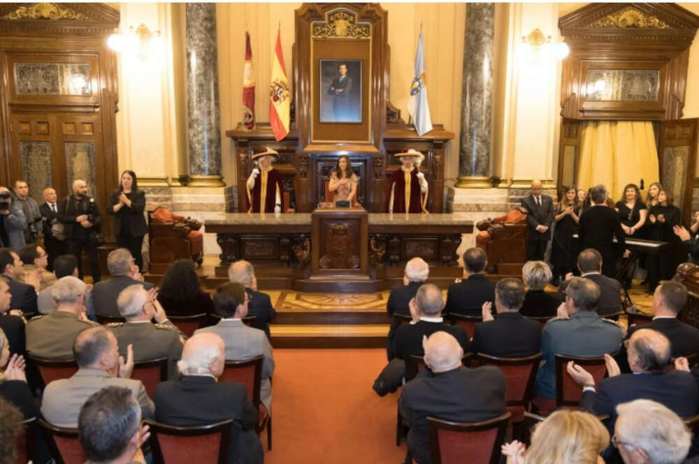 Imagen de Inés Rey durante el discurso de Navidad / Concello de A Coruña