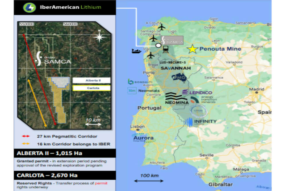 Imagen de los recursos de litio identificados por IberAmerican Lithium en Galicia