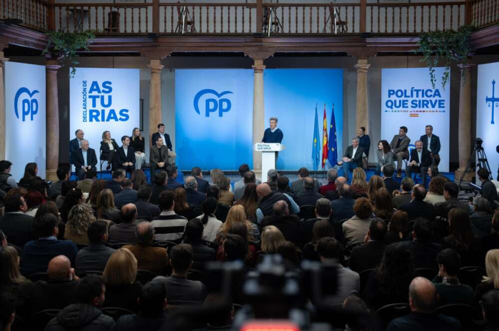 Alberto Núñez Feijoo, durante su intervención en la cumbre del PP celebrada en Asturias / PP