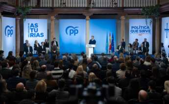 Alberto Núñez Feijoo, durante su intervención en la cumbre del PP celebrada en Asturias / PP