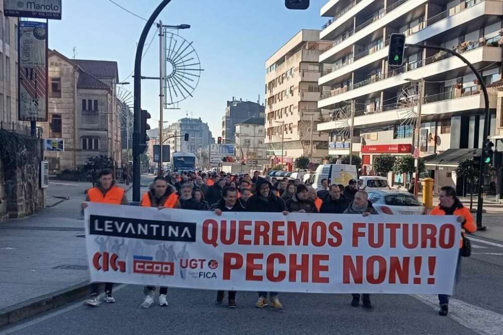 Imagen de las protestas de los trabajadores de Levantina en O Porriño / CIG