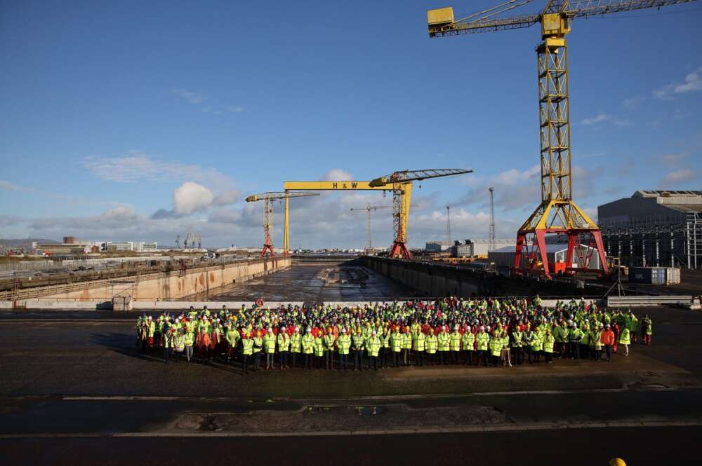 El presidente de Navantia, Ricardo Domínguez, visita los astilleros de Harland&Wolff en Belfast tras la adquisición de los mismos por la filial británica de la empresa dependiente de la SEPI