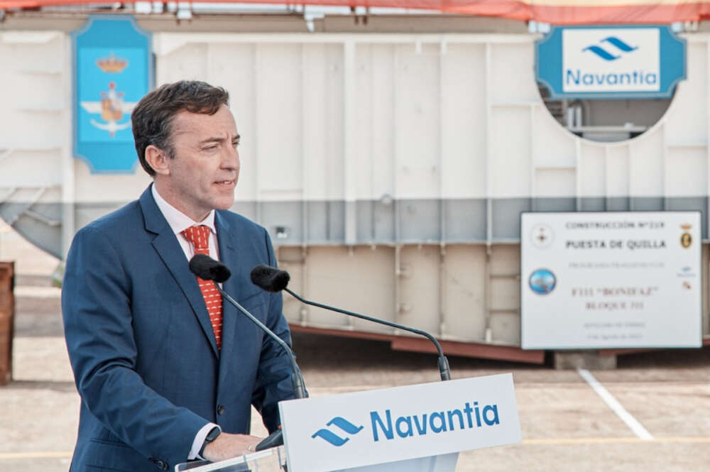 El presidente de Navantia, Ricardo Domínguez, durante un acto en los astilleros de Ferrol / Navantia