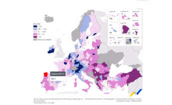 Mapa con los datos del PIB por cápita en la UE en 2023