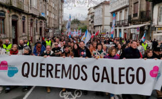 Manifestación en Santiago en defensa del gallego. BNG