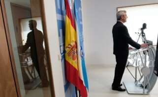 El presidente de la Xunta, Alfonso Rueda, durante la rueda de prensa. - DAVID CABEZÓN @ XUNTA