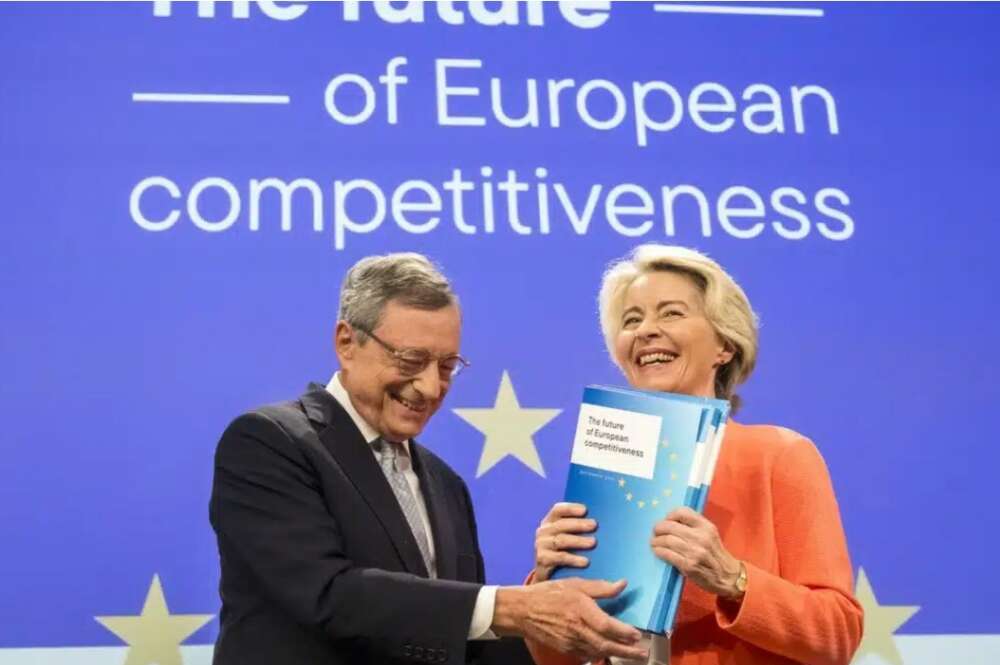 Mario Draghi y Ursula von der Leyen en la presentación del informe de Draghi sobre la competitividad de Europa en septiembre de 2024 / Europa Press