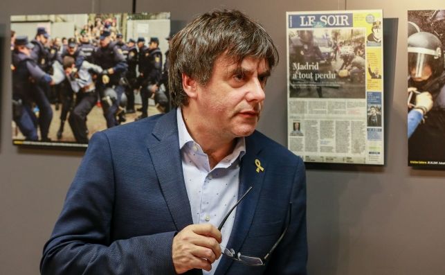 Carles Puigdemont en la presentación del libre "Més Operació Urnes" en Bruselas, el 31 de octubre. Foto: EFE/SL