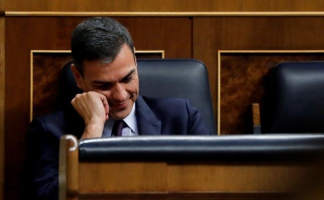 El presidente del Gobierno, Pedro Sánchez, en el debate de totalidad de los presupuestos este martes en el pleno del Congreso