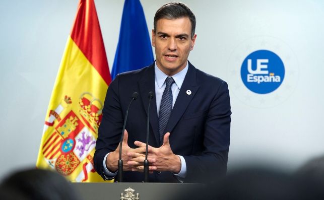 El presidente del Gobierno español, Pedro Sánchez, durante la rueda de prensa el viernes en Bélgica, donde asistió a reuniones del Consejo Europeo. Foto: EFE/HW