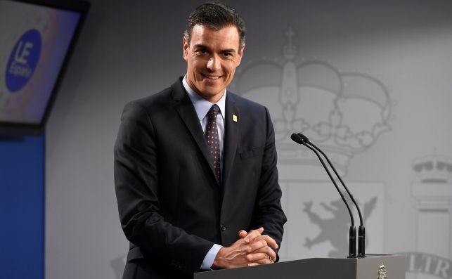 El presidente del Gobierno, Pedro Sánchez, en una comparecencia posterior al Consejo Europeo, el 2 de julio de 2019. Foto: EFE/BPB