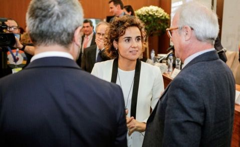 La ministra de sanidad, Dolors Montserrat, durante la presentación este miércoles en Bruselas de la candidatura de Barcelona para albergar la sede de la Agencia Europea del Medicamento. /EFE