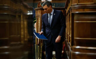 MADRID, 12/07/2022.- El presidente del Gobierno, Pedro Sánchez, durante el debate sobre el estado de la nación que comienza este martes en el Congreso. EFE/ Mariscal