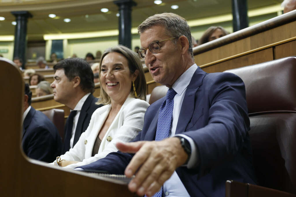 Alberto Núñez-Feijóo y Cuca Gamarra en el Congreso de los Diputados. EFE/ Chema Moya