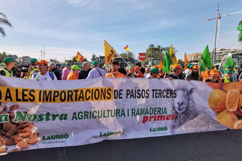 Protesta de la Unió Llauradora i Ramadera en el Puerto de Valencia. LA UNIÓ