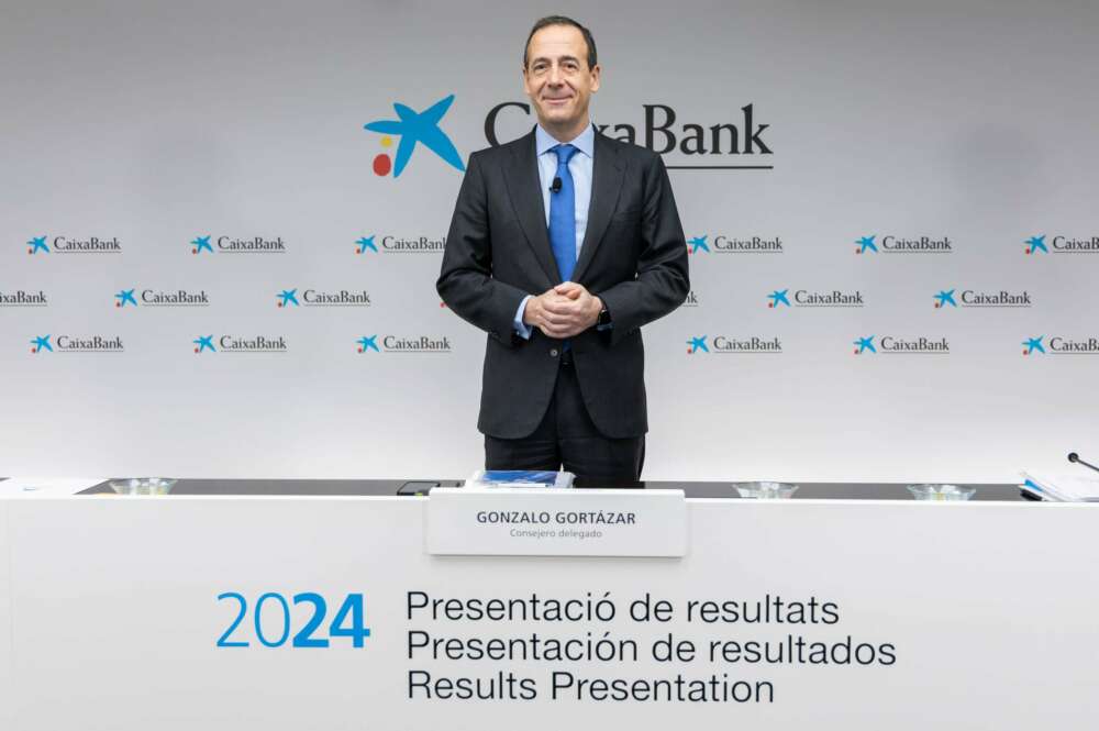 Gonzalo Gortazar, consejero delegado de Caixabank, en la presentación de los resultados de 2024