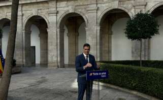 El presidente del Gobierno, Pedro Sánchez, atiende a los medios en Delegación del Gobierno en Valencia