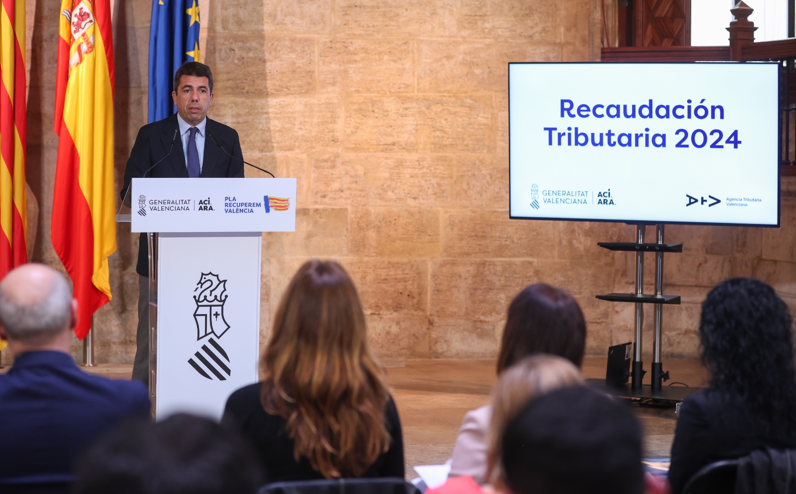 El presidente de la Generalitat Valenciana, Carlos Mazón, en rueda de prensa (Foto: GVA)