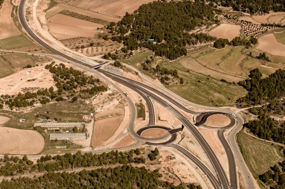 Vista áerea de la carretera de Vinaròs que mejorará la empresa Becsa