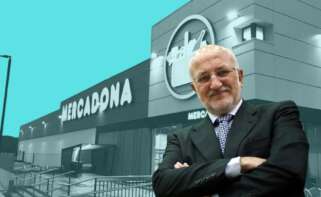 El presidente de Mercadona, Juan Roig, con un supermercado detrás