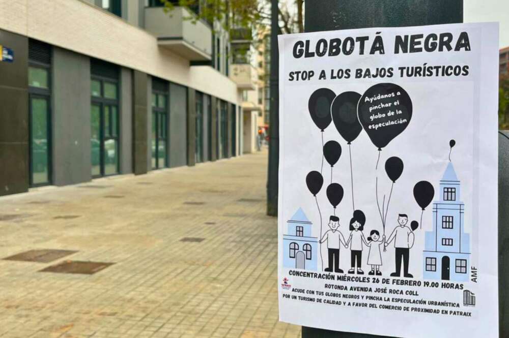 Un cartel contra los pisos turísticos en el barrio de Patraix