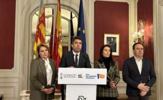 El presidente de la Generalitat, Carlos Mazón, en una declaración institucional en Les Corts.