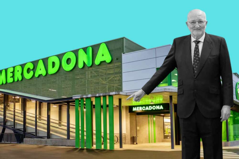 Juan Roig señalando un Mercadona