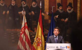 El presidente de la Generalitat, Carlos Mazón, durante la presentación del Informe de Diagnóstico para el Plan de Recuperación Económico y Social tras la DANA