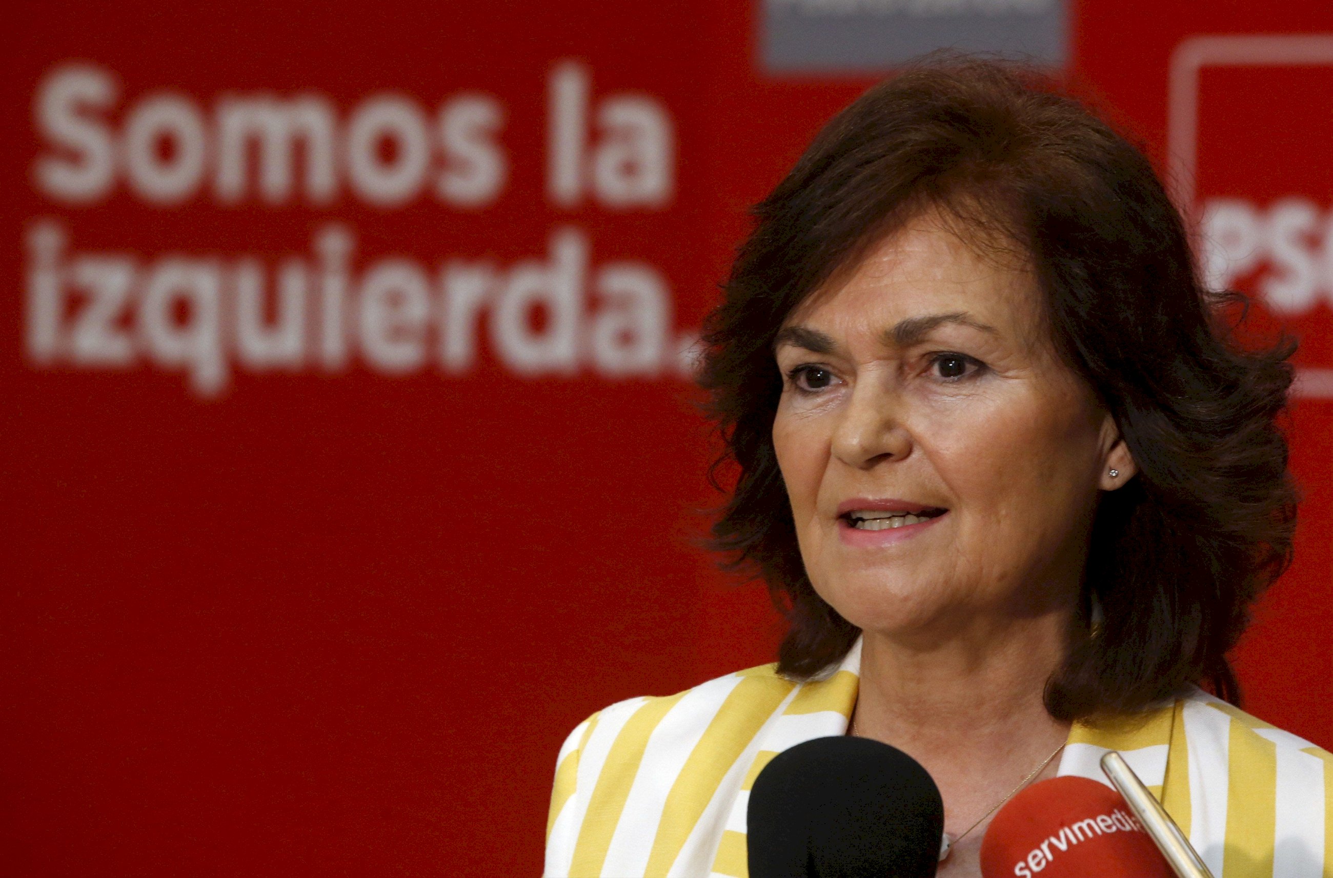 La ex vicepresidenta Carmen Calvo se postula como presidenta del PSOE. Foto: EFE