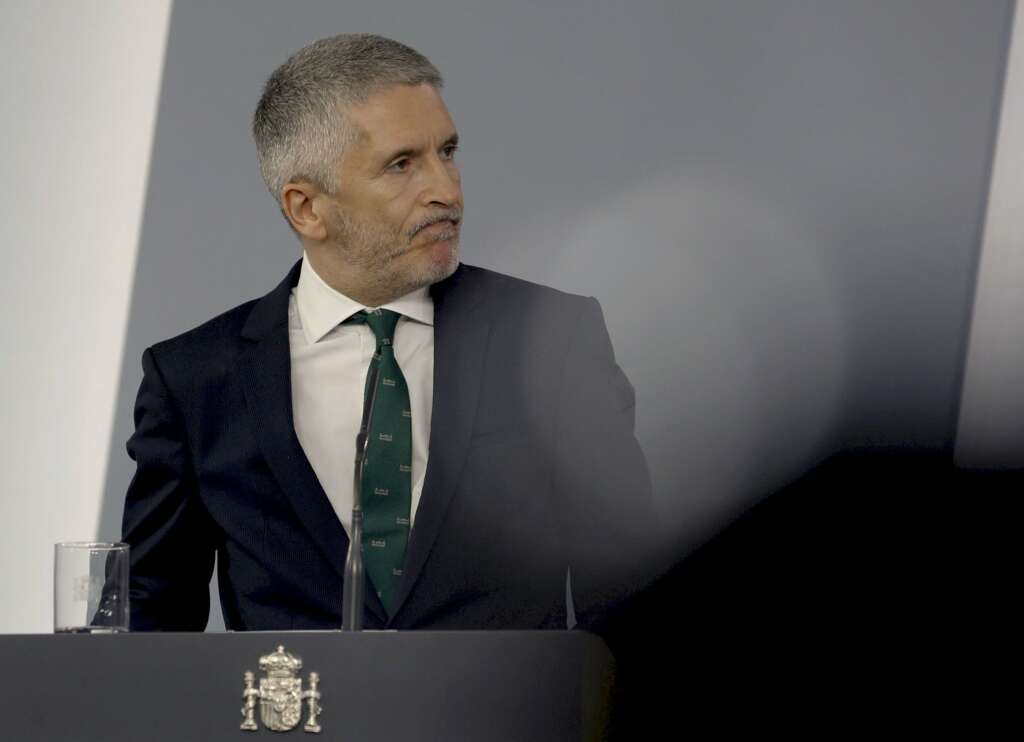 El ministro del Interior, Fernando Grande-Marlaska, comparece en rueda de prensa. EFE/ Ballesteros