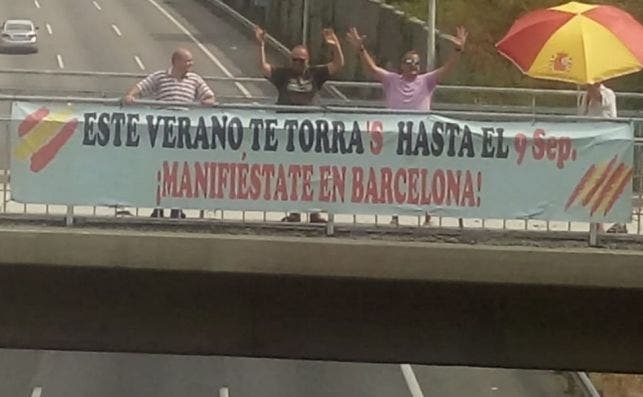 Pancarta para anunciar la manifestación del 9 de septiembre en Barcelona.