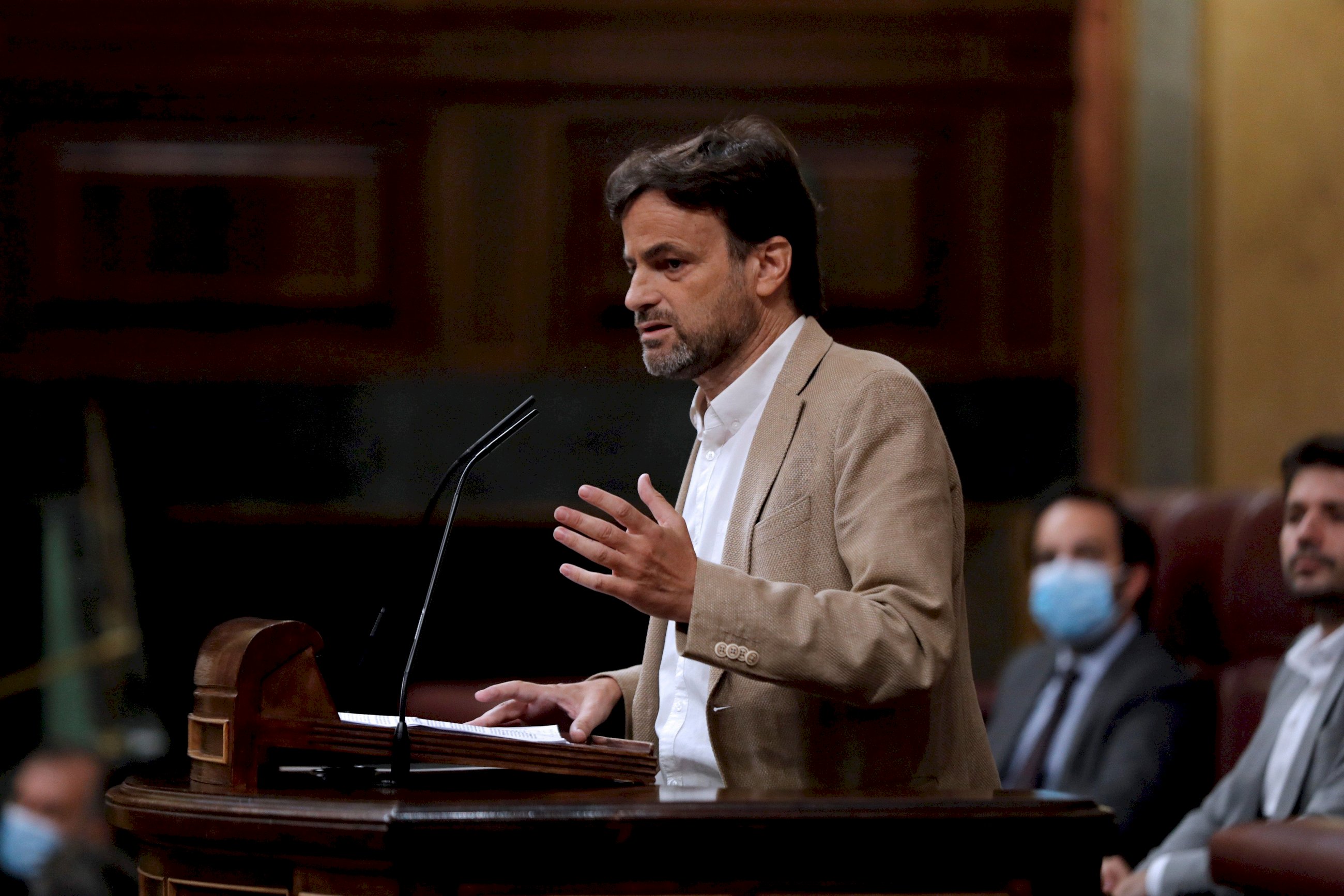 El presidente del grupo parlamentario confederal de Unidas Podemos y portavoz de En Comú Podem, Jaume Asens. Foto: Efe