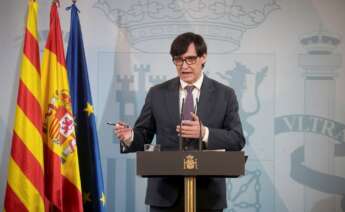 El ministro de Sanidad, Salvador Illa, analiza la situación epidemiológica en Españadurante una rueda de prensa convocada este sábado, en la Delegación del Gobierno en Barcelona. EFE/Marta Pérez