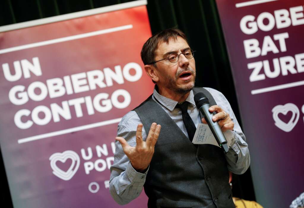 El cofundador de Podemos, Juan Carlos Monedero, en un acto electoral en Pamplona, en noviembre de 2019 | EFE/VL/Archivo