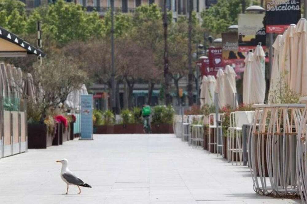 Imagen de una terraza vacía en Barcelona./ EFE