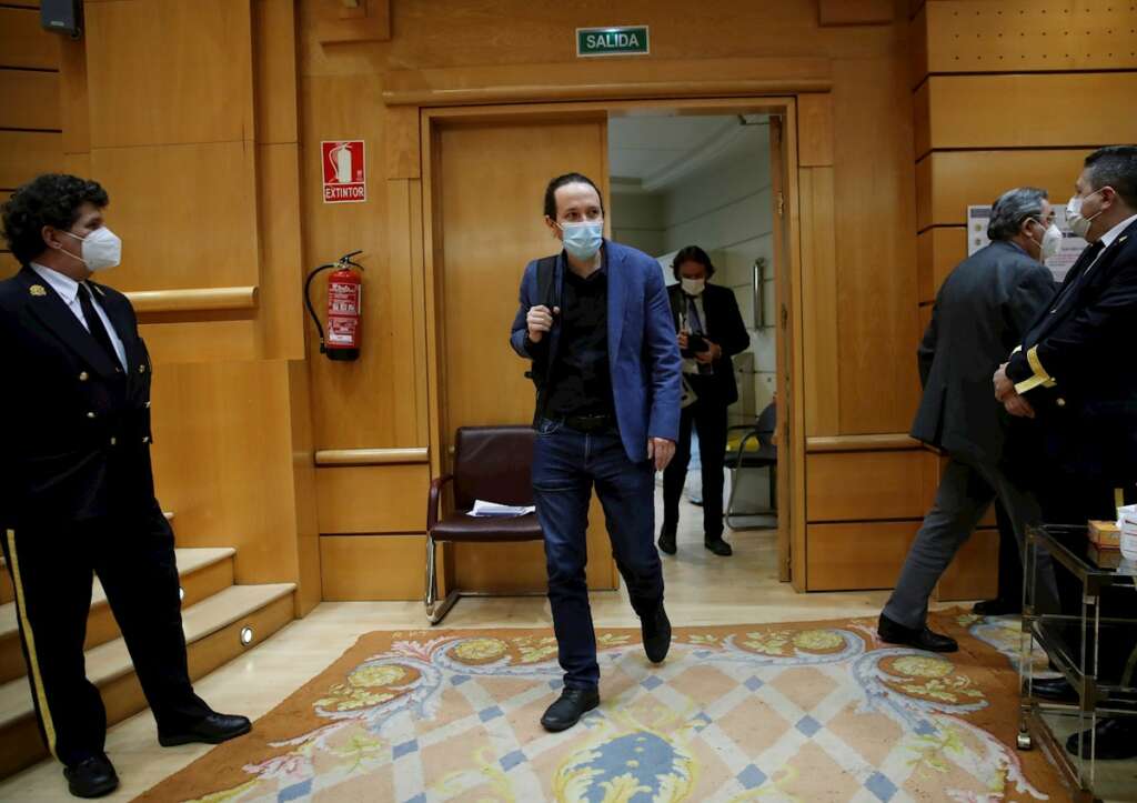 Pablo Iglesias a su llegada a su última sesión de control al Gobierno en el Senado como vicepresidente segundo, el 23 de marzo de 2021 | EFE/JCH/Archivo