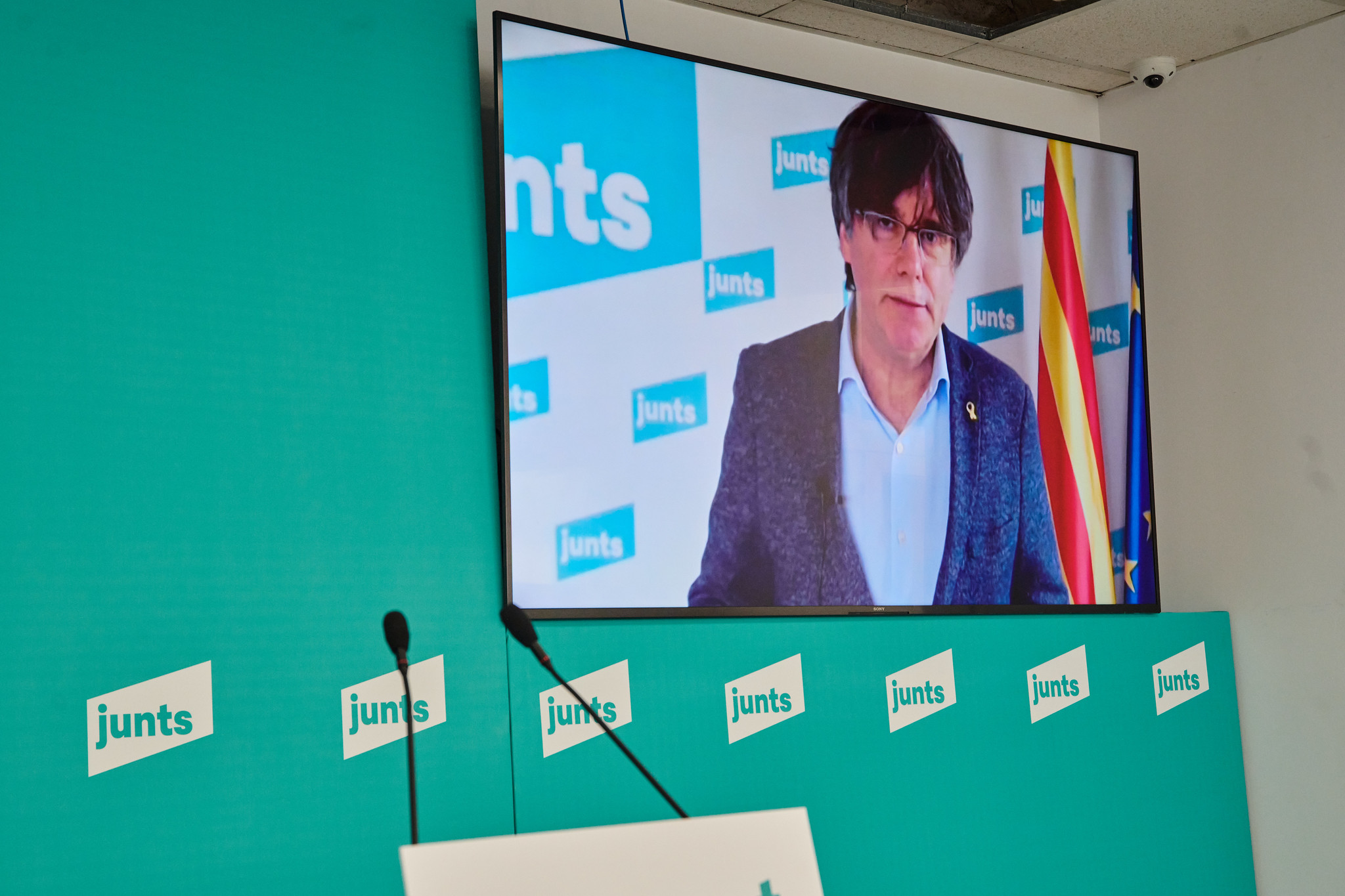 El expresidente y líder de Junts, Carles Puigdemont, en una comparecencia telemática / Julio Díaz (JxCat)