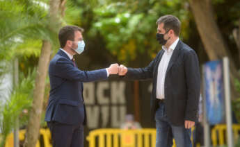 Pere Aragonès y Jordi Sànchez, momentos antes de anunciar el pacto de legislatura que evita las elecciones / Marc Puig (Esquerra Republicana)