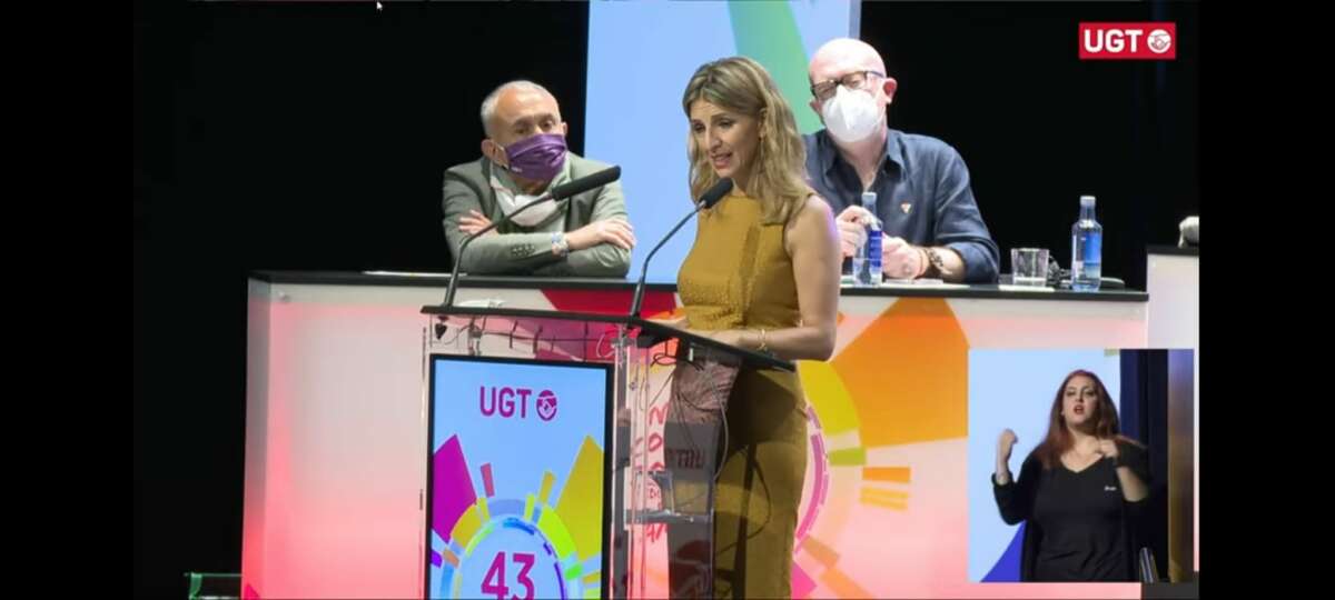 La vicepresidenta tercera y ministra de Trabajo, Yolanda Díaz, interviene en el 43 Congreso Confederal de UGT