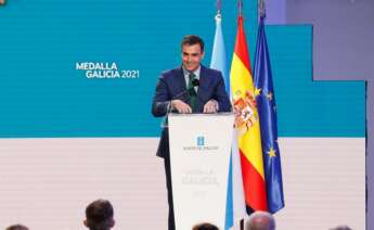 Pedro Sánchez es el único líder europeo al que suspenden los españoles. En la imagen, aparece el presidente durante la ceremonia de entrega de la Medalla de Galicia este domingo en Santiago de Compostela. EFE/Ballesteros