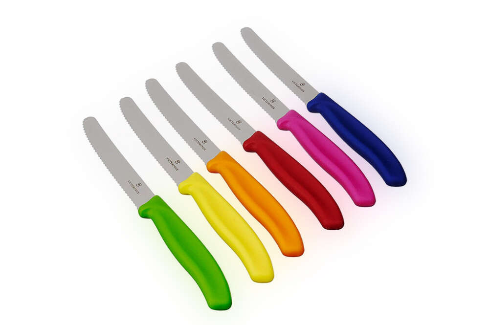 El Juego de Cuchillos de Mesa con Mangos de Colores (6 Piezas) de Victorinox a la venta en Amazon