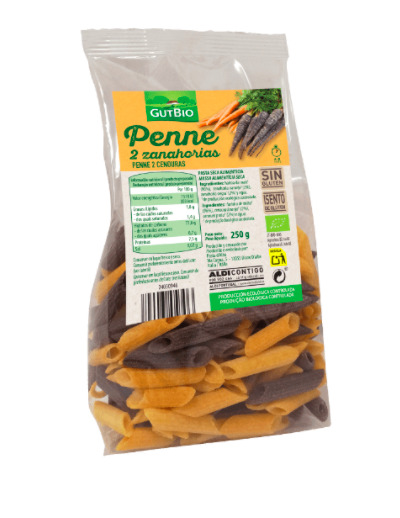 Los Penne Pasta de 2 zanahorias ecológica que venden en Aldi