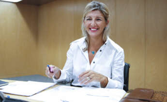 MADRID, 21/09/2022.-La ministra de Trabajo Yolanda Díaz, este miércoles durante la reunión la Mesa de Diálogo Social para el Plan de Recuperación.- EFE/Javier Lopez