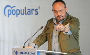 BARCELONA, 12/11/2022.-El presidente del PP de Cataluña, Alejandro Fernández, este sábado durante la clausura de la reunión intermunicipal que celebran los populares de Barcelona. EFE/Alejandro García