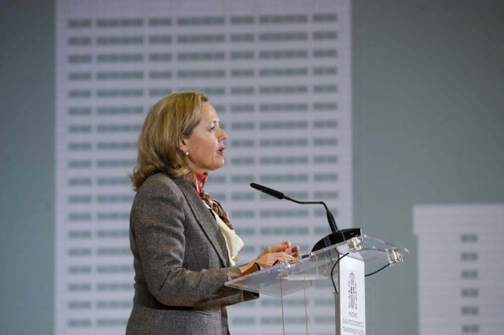 La vicepresidenta primera y ministra de Asuntos Económicos y Transformación Digital, Nadia Calviño. EFE/ Juan Carlos Hidalgo