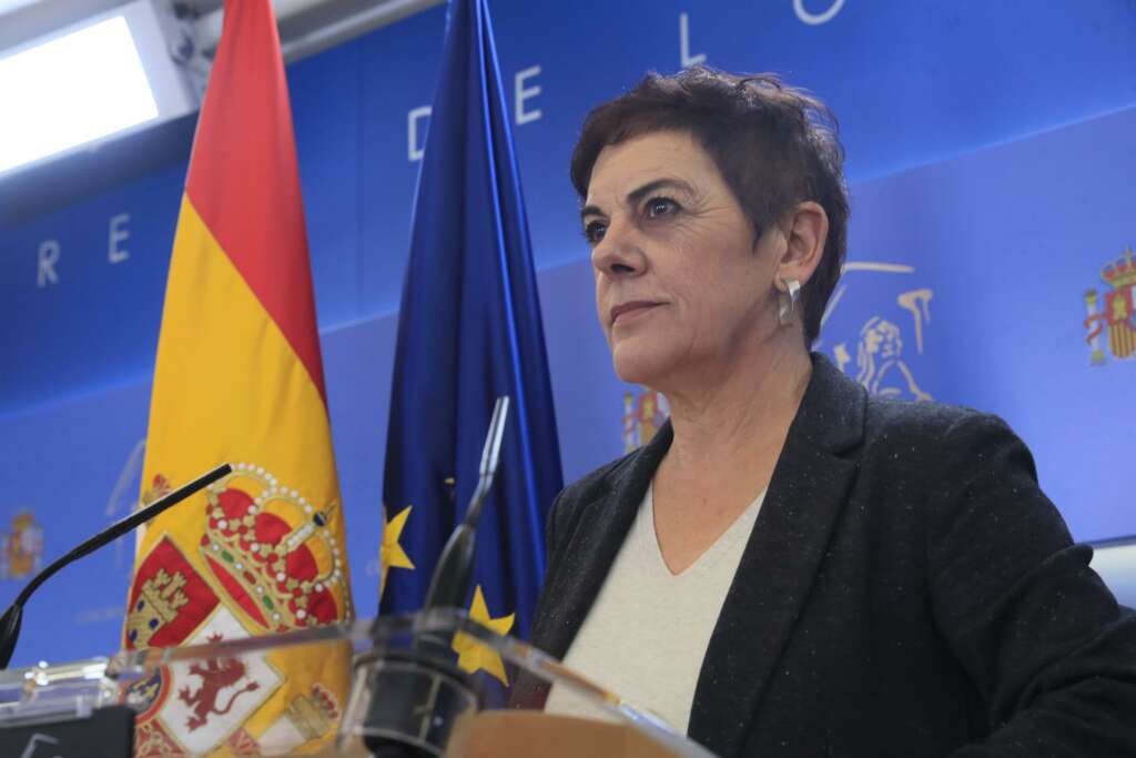 MADRID, 20/12/2022.- La portavoz de EH-Bildu, Mertxe Aizpurua, durante la rueda de prensa que ha ofrecido este martes en el Congreso, donde tiene lugar la reunión de la Junta de Portavoces. EFE/ Fernando Alvarado