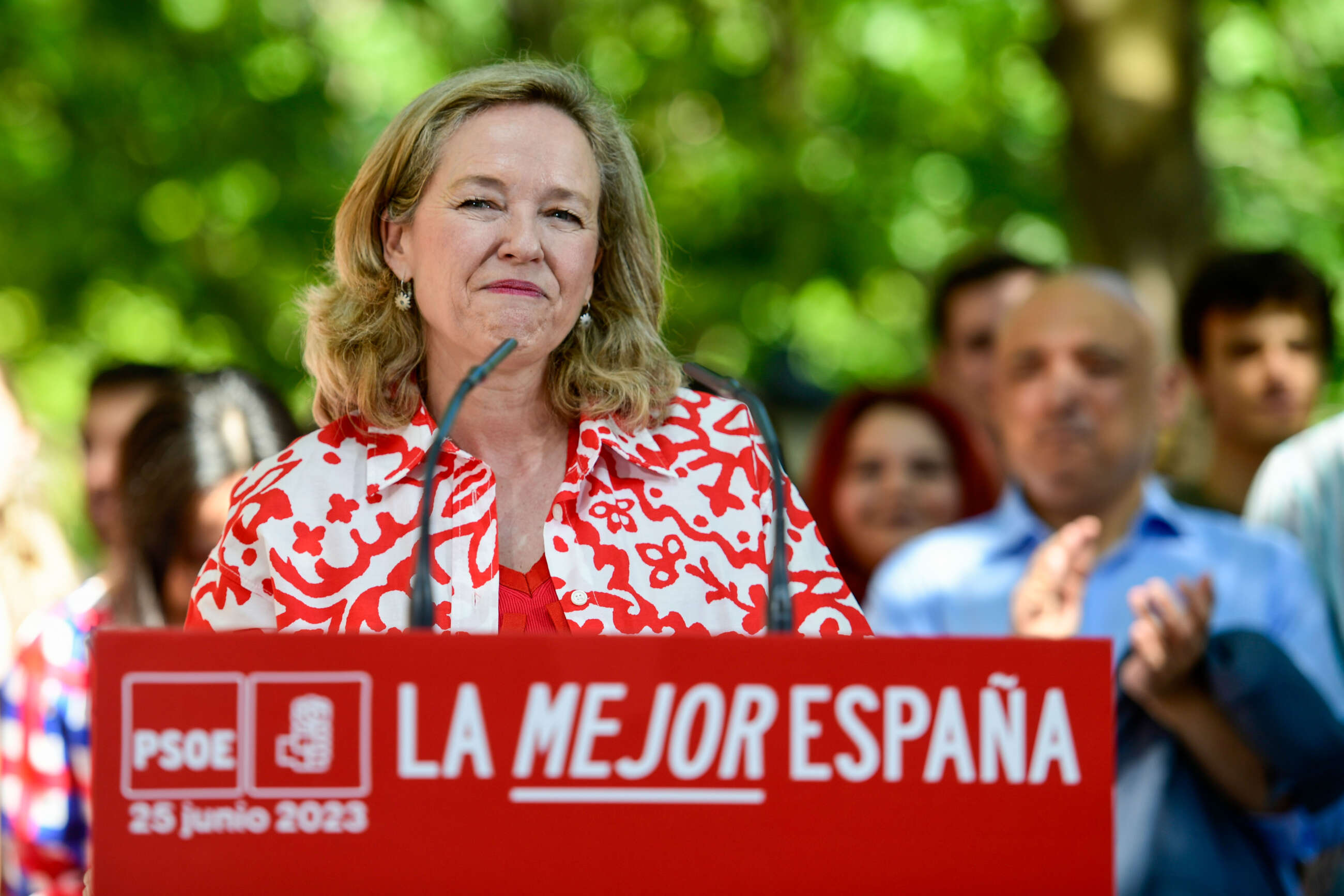 La vicepresidenta primera y ministra de Asuntos Económicos y Transformación Digital, Nadia Calviño. EFE/ Victor Lerena