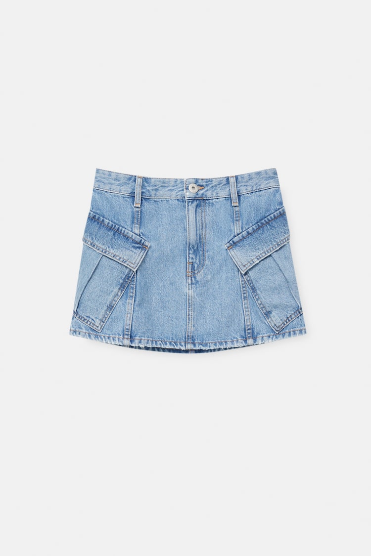 Minifalda denim cargo