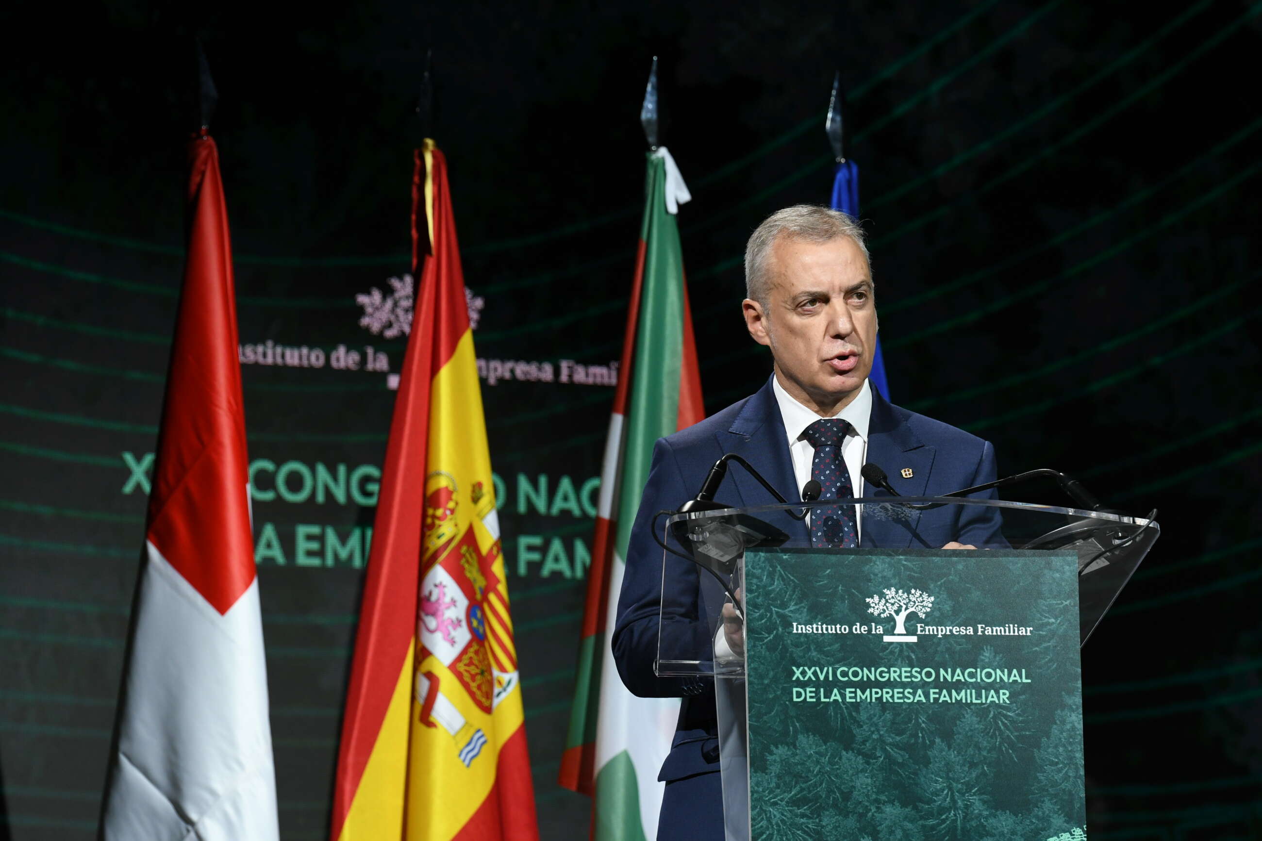 El Lehendakari Íñigo Urkullu, el lunes en la inauguración del XXVI Congreso de la Empresa Familiar, en Bilbao.